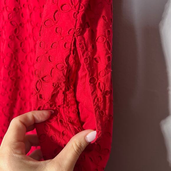 Superdry Red Halter Neck Skater Dress Lace w/ pockets Fit Flare Size 8 Christmas - Picture 7 of 10